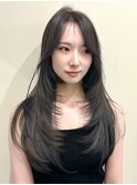 韓国風/レイヤー/小顔/前髪カット/髪質改善/グレージュ/透明感