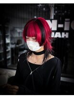 ディーカヘアーセンダイ(Di KA HAIR sendai)&nbsp;ブラック×レッド　セクションカラー