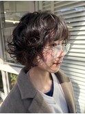 パーマスタイル/ショートボブ/ウェット感/カーリーヘア