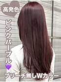 イエベ高発色初カラーブリーチ無しダブルカラーピンクパープル
