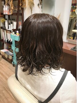 リプルヘアー ウエスト(ripple hair west) ミディアムパーマ×アッシュカラー