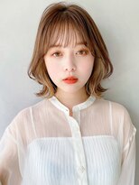 くびれヘアアプリコットオレンジ夏ヘアハイライトカラー