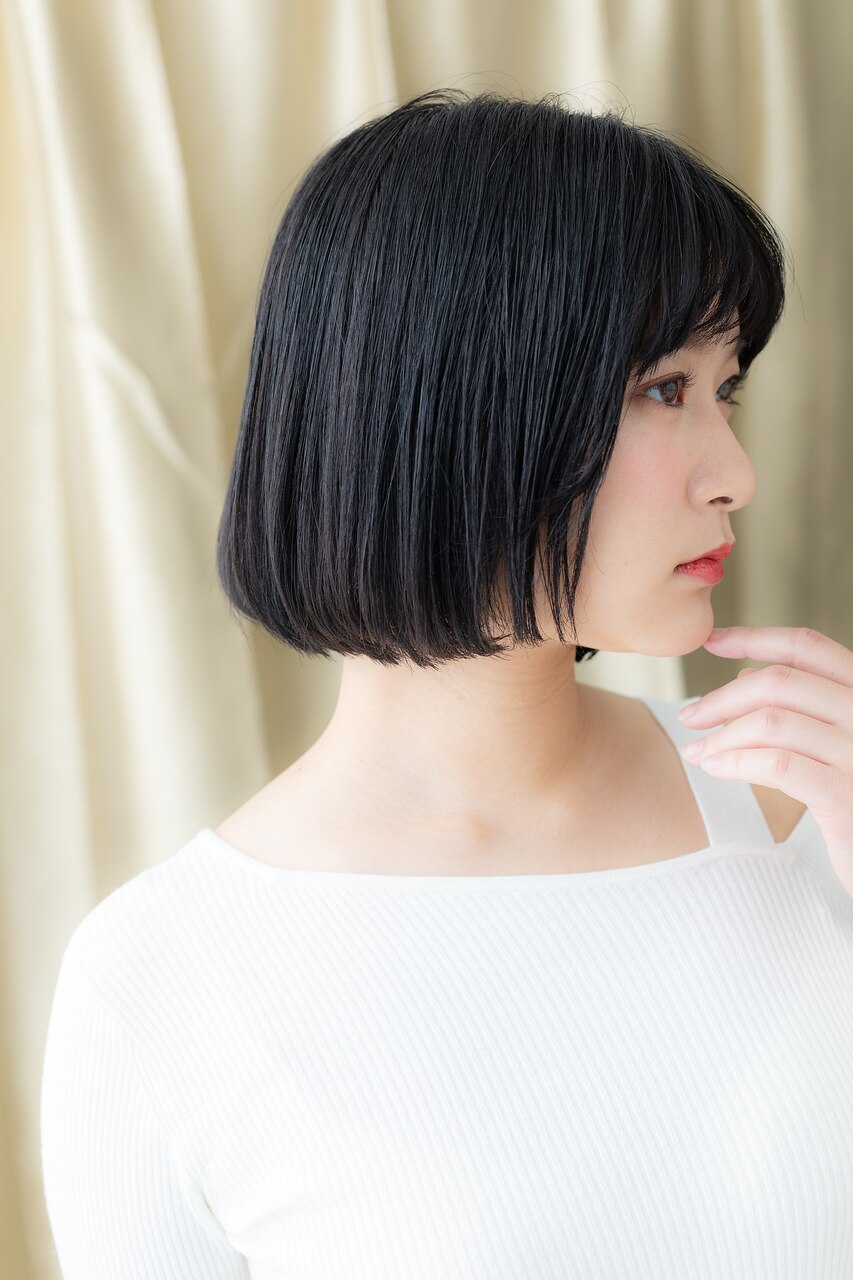 レトロガーリー黒髪モード前下がり大人ボブ313Z戸頭20代30代40代