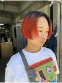 (((蜃気楼)))刈り上げミニボブとピンクオレンジ