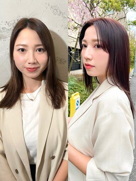 ノラ ヘアーサロン(NORA HAIR SALON) ナチュラル小顔前髪あり後れ毛サイドバング結べるボブくびれヘア