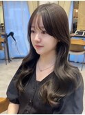 ミディアムヘア/グレージュカラー/髪質改善/くびれヘア/韓国ヘア
