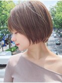 アプリコットオレンジくびれヘアハイライトカラー名古屋ショート