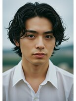 キャンバス バイ ネオリーブ 横浜西口(Canvas by neo.)&nbsp;サーフカール/ブルーブラック/フェザーパーマ/横浜/横浜駅/sk47