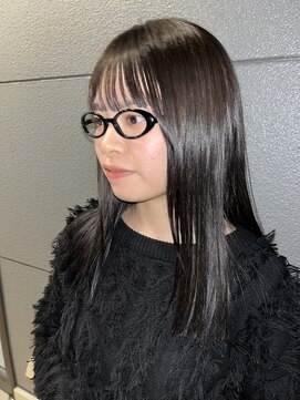 フェンヘアーアイス 中目黒(Fen.hair ici) 大人美人ハイレイヤーぱっつん前髪黒髪ロングワイドバンク小顔
