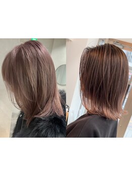 ダメージレスなハイトーン／ハイライト／インナーカラー／イヤリングカラー幅広いカラーを色持ち良く上品に