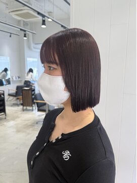 ビューバイネオリーブ 用賀店(Beau'r by neolive) ストレートパーマ縮毛矯正ダークパープル夏ミルクブラウン[用賀]