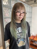 ノル 栄矢場町(nol) beige × mint green ロングレイヤーカット