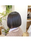 シンプル切りっぱなしボブ/アースカラー/顎ラインボブ