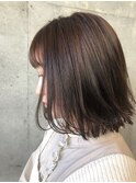 大人可愛い小顔外ハネブラウンアッシュカラー20代30代40代