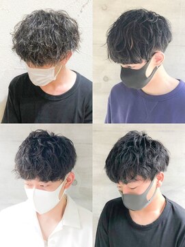 アース 明石店(EARTH) スパイラルパーマツイストパーマアップバング短髪