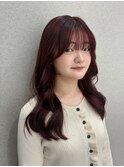 レイヤーカットボルドーカラー