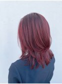 シャドールーツ　ボルドーカラーレイヤーヘア