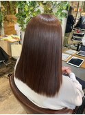 酸性ストレート　艶髪ストレート　王道ナチュラルブラウンカラー