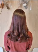 【ピンクブラウン】×ミディアムヘア
