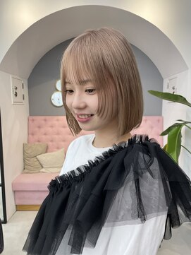 サンド 大阪梅田(sand) @eri_sand_切りっぱなしボブ/美髪/ピンクブラウン[大阪梅田]