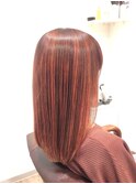 30代40代50代/ハイライトロング/赤系ハイライト