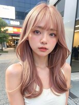 ムウ 難波(MOU)&nbsp;ミルクティーピンクボブルフネビージュ小顔ワンレン20代30代40代