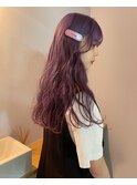 ラベンダー/ワイドバング/ウェーブミディアム/イメチェン