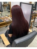 ブリーチなしWカラーでカシスレッドに！