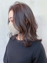 ミディアム顔周りレイヤー美髪チェリーブラウン_ba438651