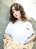 前髪パーマ/波巻きパーマ/大人可愛い/センターパート/表参道