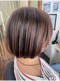 白髪ぼかしハイライト×ピンクベージュ