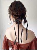 結婚式パーティーヘアセット×韓国風ツインシニヨン