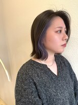ヨンド(yond) 外ハネボブイヤリングカラーラベンダーベージュ顔まわり前髪群馬