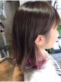 インナーパープルハイライト×グレージュグラデ