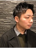 ツーブロックビジネスショートレイヤーかき上げコンマヘア