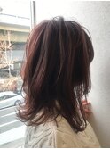 ミディアムレイヤー×ハイライトオンピンクベージュ