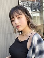 ダブルカラー外ハネボブインナーカラーハイライトケアブリーチ