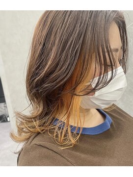 ジエクト カナウ(The Ect canow) オレンジインナーカラー　ミディアム　顔まわりカット