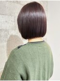 切りっぱなしボブ 艶感 ブラウンベージュ ミニボブ 20代30代