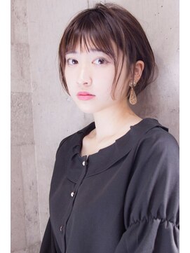 ジェニーバイメノン(JENNIE by Menon) マニッシュ耳かけ外ハネボブ×黒髪　前髪