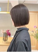 黒髪/ボブルフ/ネビージュ/小顔/ワンレン/栄/髪質改善/前髪