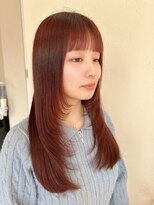 オズ 安積店(OZ) ミニウルフチェリーブラウンホワイトグレージュフェザーパーマ