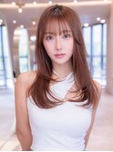 ミディアム髪質改善ストレート顔周りレイヤーカット前髪縮毛矯正
