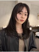 ココアベージュ/黒髪/クラゲヘアー/オリーブグレー/ボブ/本町
