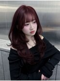 大人ガーリー似合わせミディアムレイヤー ダークアッシュ