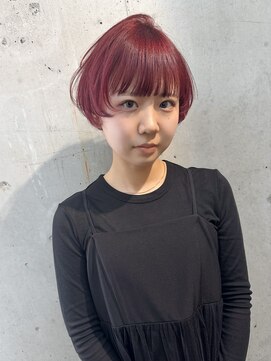 ラニヘアサロン(lani hair salon) マッシュショート/レッドピンク/チェリーカラー/ブリーチ