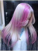 ローズベージュハッシュカット大人ガーリースタイルケアブリーチ