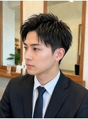 メンズビジネスリクルート毛流れショートアップバング