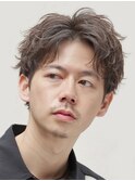 銀座メンズパーマフェザーパーマセンターパートガイルヘアゆるめ