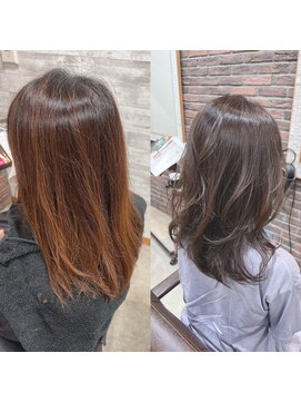ディッシュ 五反田(dish) 五反田美容院★オレンジ赤みを抑えた上品なグレーブラウン